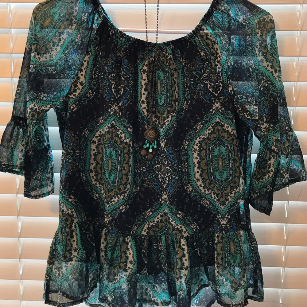 Speechless Teal Lace Blouse Size L (girl)
